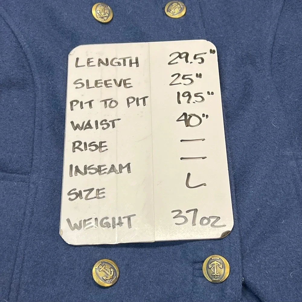 Cabi Navy Double Breasted‎ Wool Blend Peacoat Gold Anchor Button Large